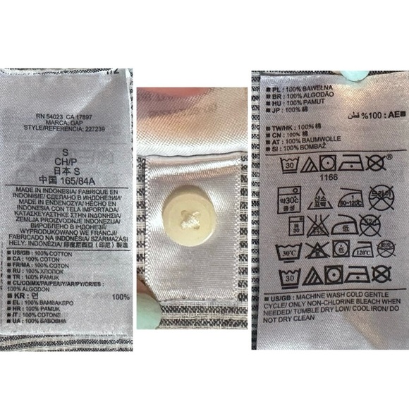 GAP Bib Popover Tunic Navy Blue White Stripe Yoke Long Sleeve Cotton Women’s S - Picture 10 of 16